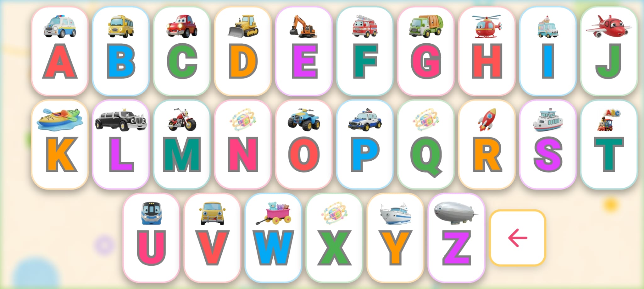 Vehicles Alphabet